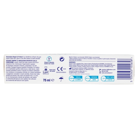 Sensodyne Dentifricio Repair&Protect Denti Sensibili Protegge dalle Carie Uso Quotidiano 75 ml